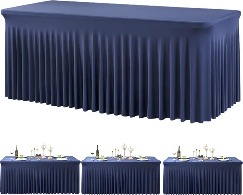 Miniatura 15 de Outpain - 4 paquetes de mantel de elastano de 6 pies para mesas plegables estándar - Mantel de mesa rosa bebé, protector de mesa para fiesta, boda