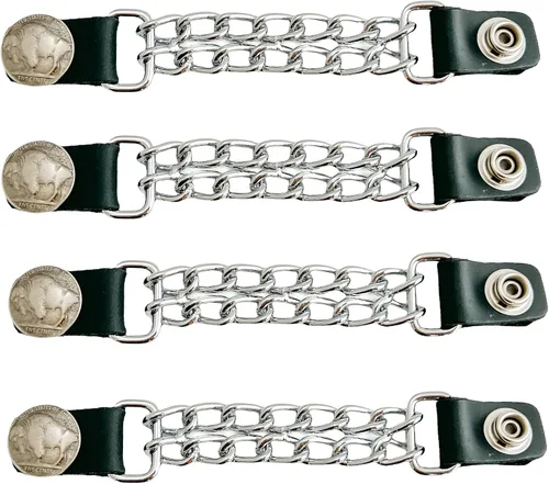 Miniatura 4 de Funk Plus Extensores de chaleco de motocicleta de 4 pulgadas, doble cadena cromada, chaqueta MC a presión regular fabricada en EE. UU