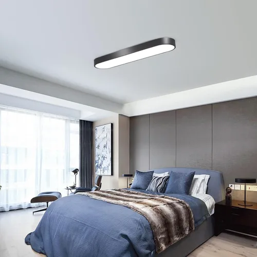 Miniatura 7 de Lámpara de techo lineal de 23.6 pulgadas, LED moderna de 40 W, lámpara de techo simple negra, iluminación de techo de perfil bajo para dormitorio