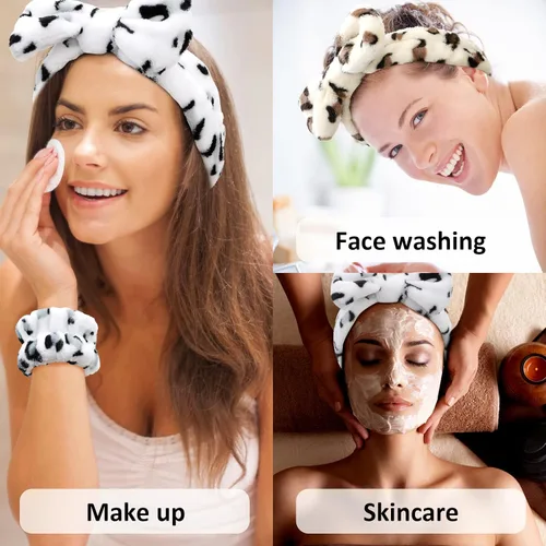 Miniatura 3 de 12 PIEZAS Diademas de Spa y Muñequeras para Lavado Facial - Diadema de Maquillaje de Microfibra Suave Súper Linda con Bandas Elásticas de Lazo