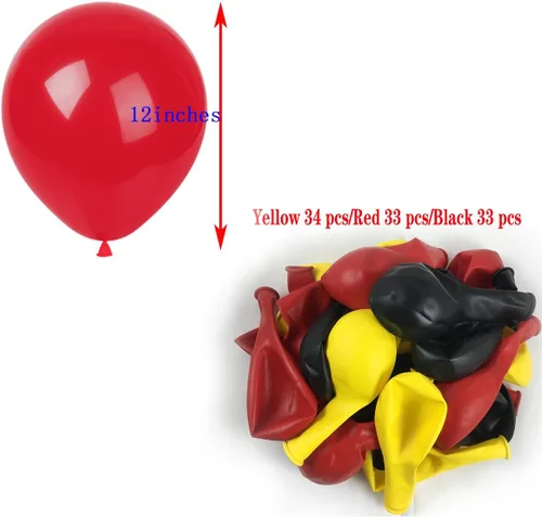 Miniatura 3 de KADBANER Globos rojos, amarillos y negros, paquete de 100 globos de látex de 12 pulgadas