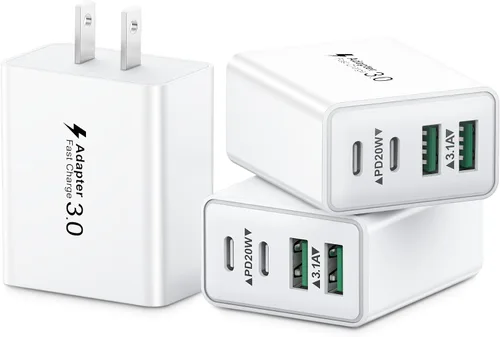 Miniatura 18 de Bloque de carga USB C, cargador de pared USB C de 40 W, adaptador de corriente PD de doble puerto, enchufe de pared QC USB C, bloque de carga rápida