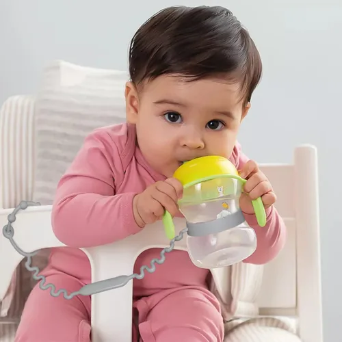 Miniatura 3 de Mantén los biberones y los vasos para beber fuera del suelo con la correa de taza para sorber – Bungee de silicona de grado alimenticio para silla