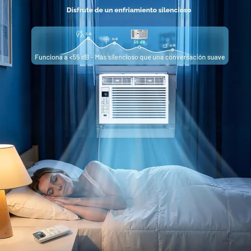 Miniatura 5 de Electactic Aire acondicionado de ventana de 6,000 BTU, unidad de CA tipo ventana con refrigeración, modo seco, 4 velocidades de ventilador