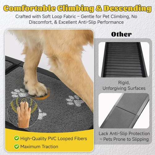 Miniatura 4 de Rampa para perros para automóvil de 63 pulgadas de largo y 17 pulgadas de ancho, rampas portátiles para perros grandes, superficie de alfombra