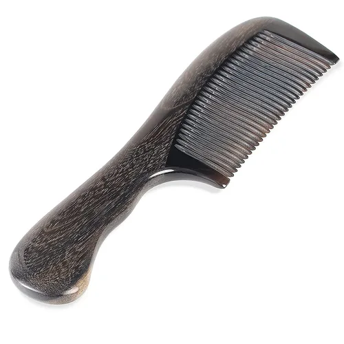 Miniatura 7 de Onedor Peine desenredante para el cabello hecho a mano, 100% natural, madera de chacate preto, antiestática, con aroma a sándalo (diente fino)