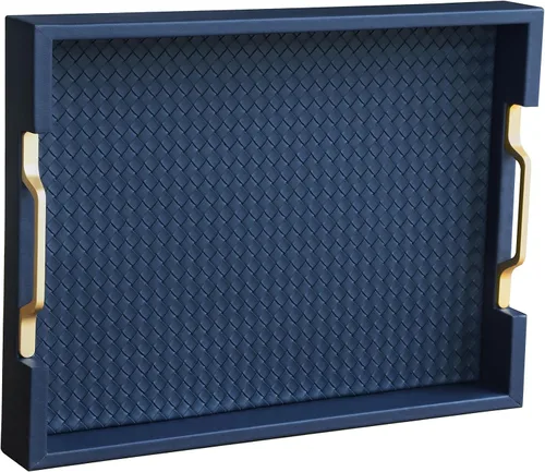 Miniatura 18 de HofferRuffer Bandeja rectangular de servir con asas con agujeros para mesa de café, desayuno, té, comida, bandeja de servicio para mostrador