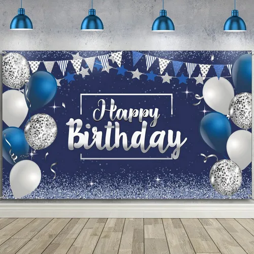 Tatuo Decoraciones de Feliz Cumpleaños Telón de Fondo Pancarta, Cartel de Fondo de Cumpleaños con Purpurina Suministros de Fiesta Fondo de Fotos