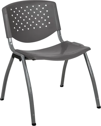 Miniatura 22 de Flash Furniture - Silla apilable de plástico negro de la serie HERCULES con capacidad de 880 lb. y marco recubierto en polvo de color gris titanio
