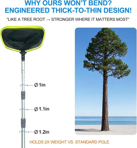 Miniatura 2 de Sepetrel Poste de Piscina - Poste Profesional Mejorado de 12 Pies Telescópico para Piscina con Puntas Roscadas, Postes Telescópicos Ajustables