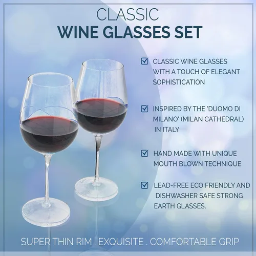 Miniatura 4 de Bezrat Juego de 2 copas de vino tinto, copa de vino pintada a mano, artículos esenciales para bebidas, 11 pulgadas de alto, vaso grande para amantes