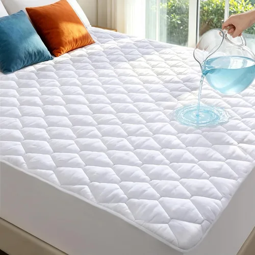 Miniatura 11 de Protector de colchón de tamaño King, impermeable, lavable, funda acolchada, protección de cama ajustable, almohadilla de cama de plástico sin ruido