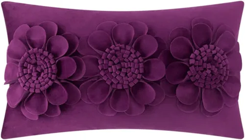 Miniatura 18 de JWH Funda de almohada decorativa con diseño de flores 3D, funda de almohada decorativa de girasol, cojín de terciopelo, funda de almohada floral