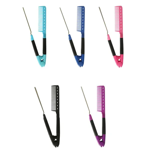 Miniatura 5 de Peine para enderezar el cabello con forma de V Peines rectos Peine de separación de moda para mujeres Uso rápido