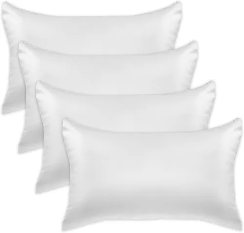 Miniatura 41 de Elegant Comfort Juego de 4 fundas de almohada de satén de viscosa refrescante con cierre de cremallera oculto, suave como la seda para el cuidado