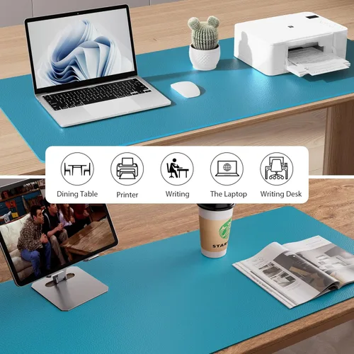 Miniatura 5 de Aothia - Protector de escritorio de cuero sintético, base para mouse, superficie antideslizante e impermeable para escribir y para laptop