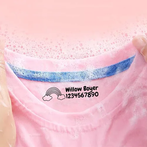 Sello con nombre, etiquetas de tela para niños, sin planchar, sello de nombre para ropa, sello de uniforme escolar que no se decolora, 6 estilos de