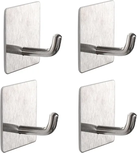 Miniatura 12 de Ganchos para Toallas de Baño, Paquete de 6 Ganchos Autoadhesivos para Abrigos, Gancho Resistente para Bata Sin Perforación, Colgador de Ropa Negro 6