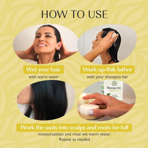 Miniatura 6 de Barra de champú sólido orgánico para cabello seco, rizado y adelgazante Nutrición profunda con aceite de marula y manteca de karité, manteca