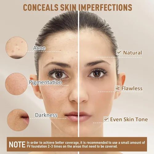 Miniatura 6 de FV Base líquida impermeable con acabado mate, ligera, sin aceite, maquillaje de aspecto natural para pieles mixtas y grasas, cobertura ligera a
