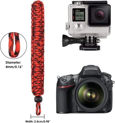 Miniatura 2 de MoKo Correa trenzada de nailon Paracord para videocámara/binoculares/Nikon/Canon/Sony/SLR/DSLR cámara digital Negro + rojo/negro