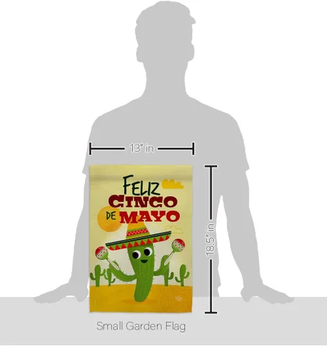 Miniatura 2 de Feliz Cinco de Mayo Bandera de jardín – Fiesta de verano, cactus piñata, sombrero mexicano fiesta al aire libre – Cartel de decoración de la casa