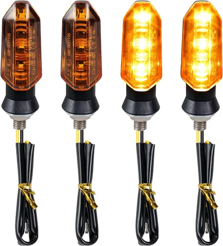Miniatura 9 de 4 piezas de señales de giro universales para motocicleta, luces LED de señal de giro delanteras y traseras, intermitentes secuenciales ámbar