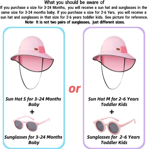 Miniatura 2 de Sombreros de sol para niños pequeños con solapa para el cuello para bebés, niños y niñas, sombrero de natación con gafas de sol para niños UPF 50+