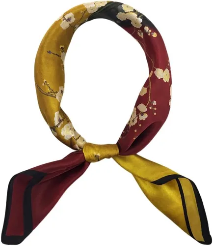 Miniatura 18 de FONYVE Bufandas 100% de seda de morera para mujer, bufanda cuadrada ligera de satén para la cabeza, bufanda pequeña de seda para dormir, 21 x 21