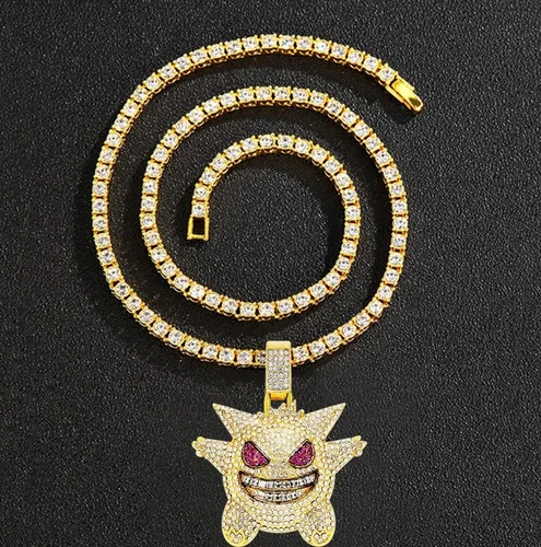 Miniatura 4 de HH Bling Empire Iced Out Bling Cz Corona Rey Diamante Plata Oro Collares de cadena colgante de hip hop para hombre.