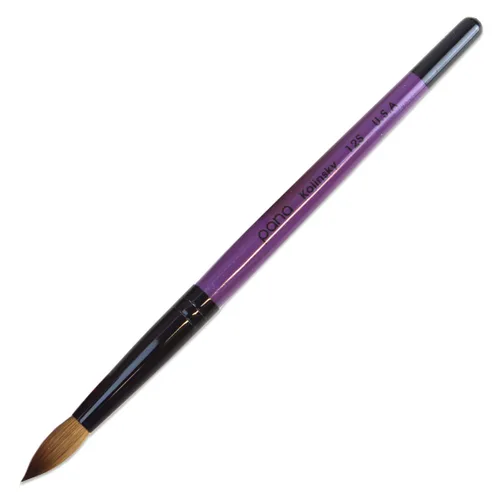 Miniatura 18 de PANA Pure Kolinsky Hair - Pincel para uñas acrílicas de pelo, forma redonda, virola rosa con mango azul con remolino blanco (tamaño 16)