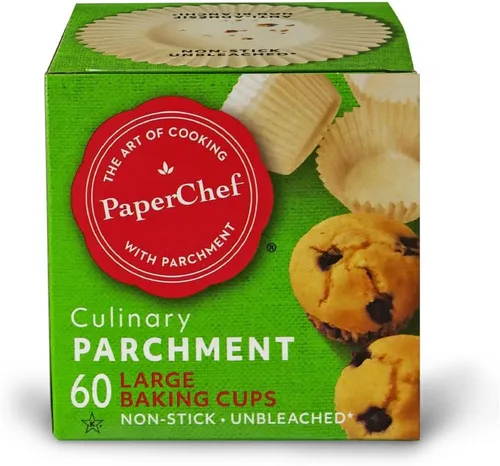 PaperChef Tazas grandes de pergamino para hornear, fáciles de liberar, antiadherentes, sin blanquear y compostables, perfectas para magdalenas y