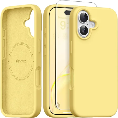 Miniatura 134 de GONEZ Funda de silicona para iPhone 14 Pro Max, compatible con MagSafe, con protector de pantalla + protector de lente de cámara, silicona líquida a