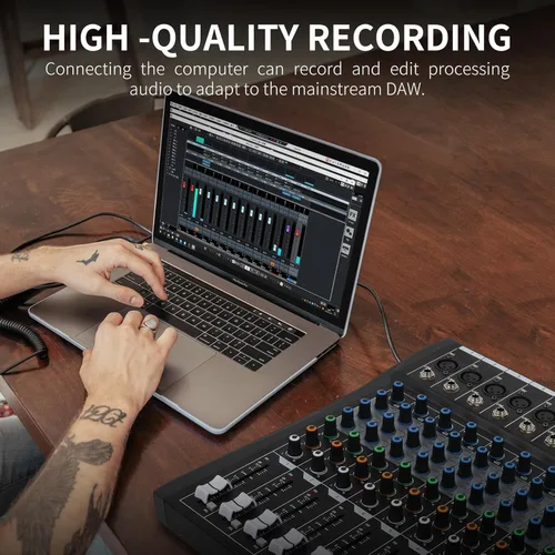 Miniatura 3 de XTUGA Mezclador de Audio de 12 Canales Mezclador de Sonido Mesa de Mezclas, Interfaz de Audio, Mezclador DJ Consola de Audio para Karaoke en Vivo