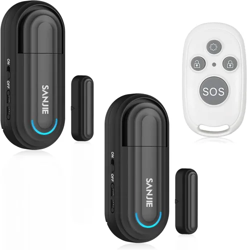 Alarmas para puerta de piscina para seguridad del hogar, volumen de 0 a 120 dB ajustable con 4 modos, alarma de puerta inalámbrica con control