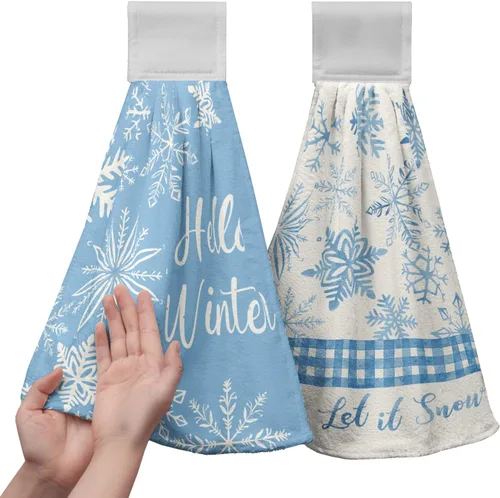 Miniatura 31 de America Stars - Juego de 2 toallas de cocina azules con lazo para colgar, patrióticas para colgar el 4 de julio, juego de 2 toallas de mano