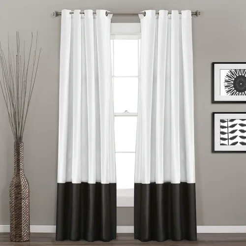 Lush Decor Prima - Paneles de cortinas para ventana con filtro de luz, 54 pulgadas de ancho x 108 pulgadas de largo, color blanco y negro, cortinas