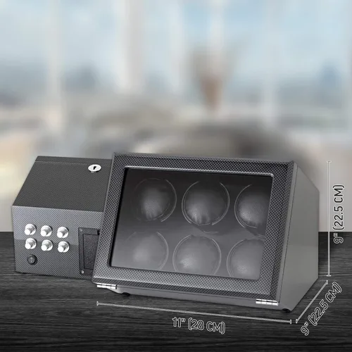 Miniatura 7 de Bobinador de reloj para 6 relojes automáticos con opción de parada del motor y compartimento de batería
