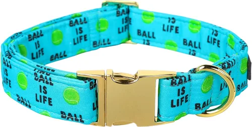 Collar para perro Lionet Paws, cómodo y ajustable, collar lindo con hebilla de metal para perros machos y hembras, patrón de pelota de tenis, Tennis
