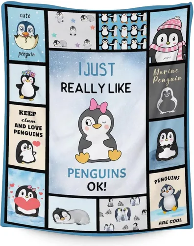 Miniatura 12 de Manta de pingüino para regalar – Manta de 30 x 40 pulgadas para adultos y niños, mantas negras de felpa suave para sofá, oficina
