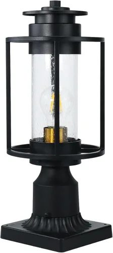 Miniatura 3 de MONKFISH Moderna lámpara de poste negra para exteriores, luz LED impermeable compatible con pantalla de cristal de burbujas, luz de camino de jardín
