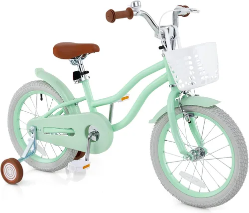 Miniatura 17 de BABY JOY Kids Bike, 12 14 16 18 20 Inch Boys Girls Bike w/Adjustable Seat, Removable Basket, Handbrake & Coaster Brake, Training Wheels or Turquesa