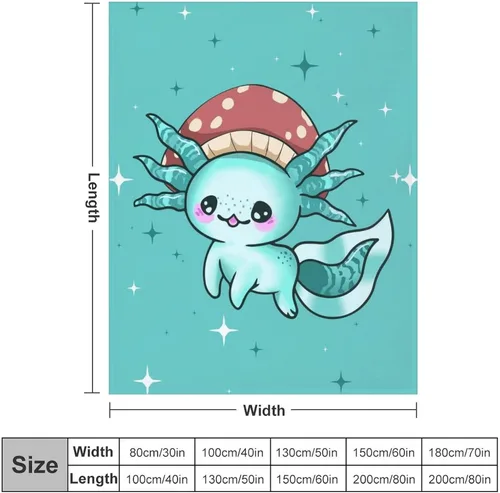 Miniatura 2 de Manta de Axolotl, bonita manta de franela para niñas, regalo de 60 x 50 pulgadas Axolotl_3