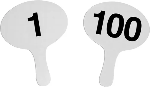 Miniatura 12 de 201-300, Cartonplast de 0.079 in, juego de paletas de subasta Better Bidders de forma ovalada, ventiladores de plástico blanco de 1 pieza (201-300)