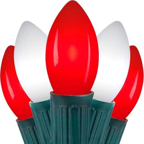Miniatura 12 de Luces LED de Navidad vintage C9 para exteriores, cadena de 50 pies con 25 bombillas inastillables, impermeables, conectables, luces de árbol