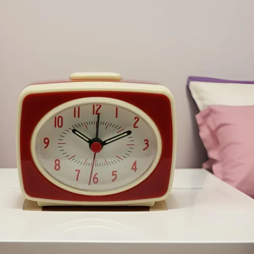 Miniatura 5 de Reloj despertador pequeño rojo pequeño movimiento de cuarzo silencioso reloj despertador analógico estilo clásico vintage