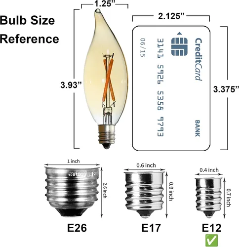 Miniatura 6 de Paquete de 6 bombillas LED de punta de llama C32 de reemplazo, 2 W equivale a 20 W, foco Edison de filamento cálido 2200 K, bombilla de candelabro