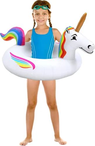 GoFloats Flotador de piscina de unicornio para fiesta, balsas inflables, adultos y niños
