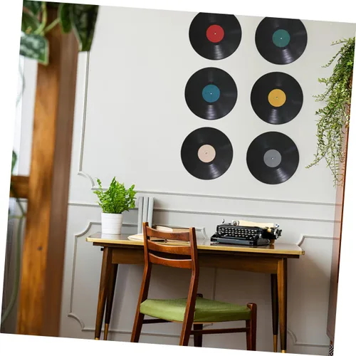 Miniatura 4 de 16 calcomanías de pared de disco de vinilo retro para dormitorio, decoración de sala de estar, calcomanías de pared para discoteca retro fiestas