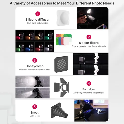 Miniatura 5 de ULANZI Luz de video LED impermeable IP68 Kit de iluminación de cámara Mini cubo con 8 filtros de gel de color, luz de fotografía de relleno portátil